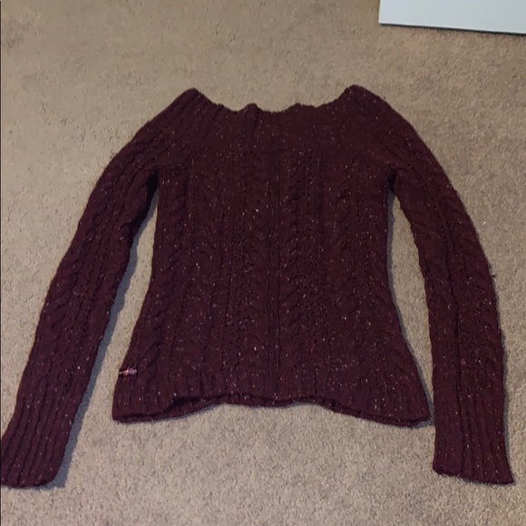 American Eagle Maroon Cable-Knit Sweater - Picture 4 of 6